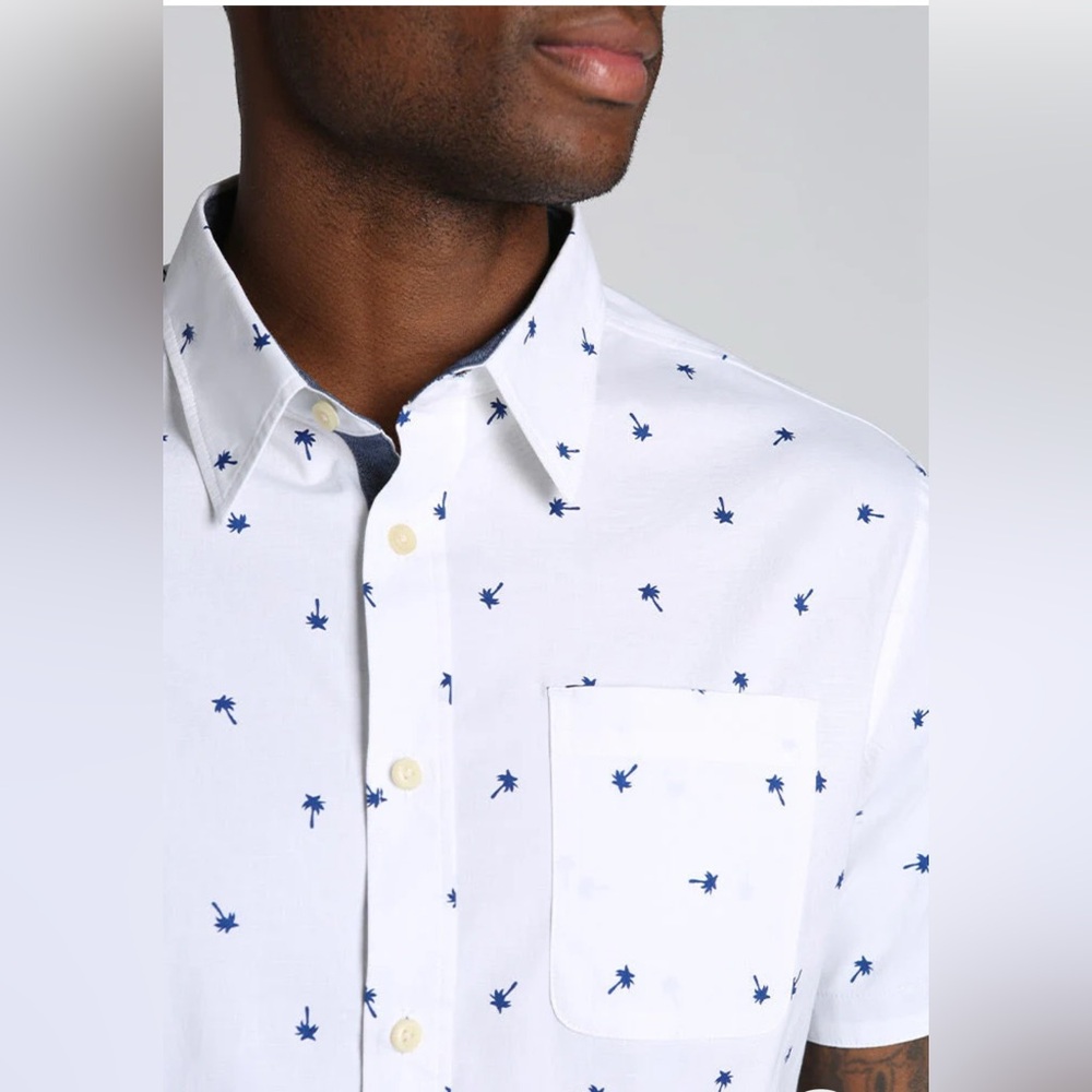 Jachs New York Poplin Stretch ButtonDown w/Navy Palm Trees XXL 2X - Picture 1 of 9